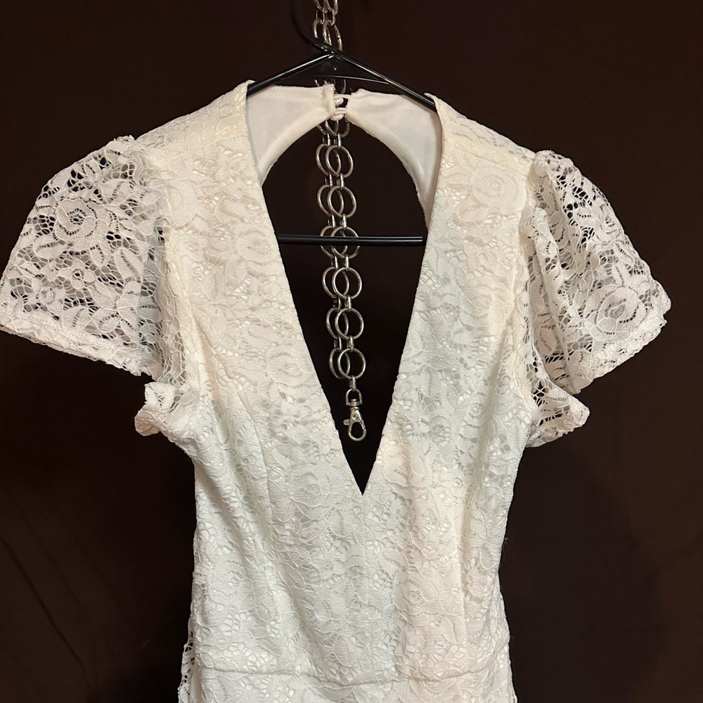 Lulu's White Lace Backless Dress